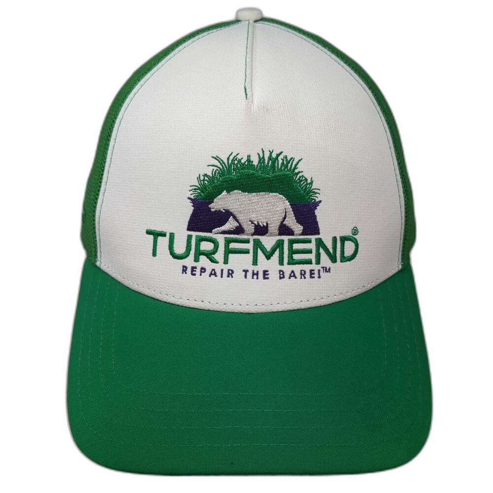 Pukka 5 Panel Green Mesh Back One Size Hat Turfmend Repair The Bare Logo